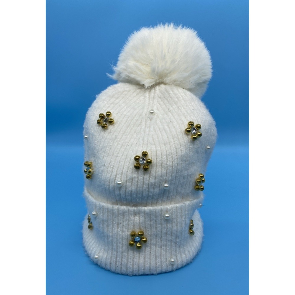 Inc‎ International Concepts Ivory Bead Embellished Beanie